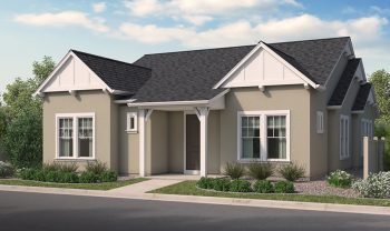 A rendering of a small house with a front porch, featuring the Pinyon floor plan. A rendering of a small house with a front porch, featuring the Pinyon floor plan.