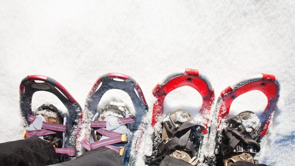 snowshoeing in daybreak