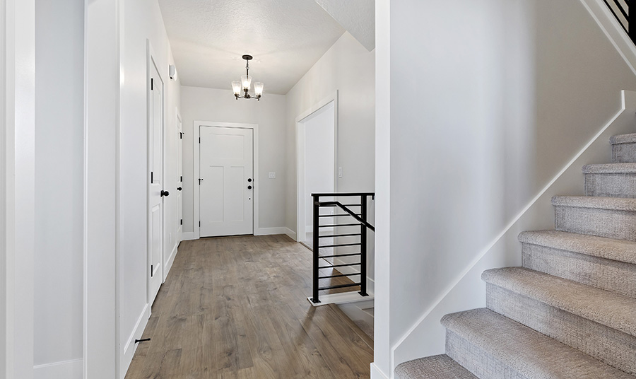 Staircase in a hallway shot