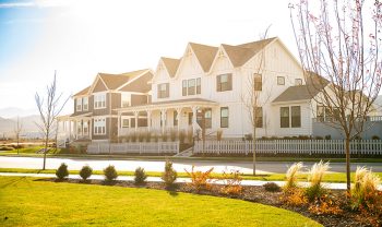 A large white house. A large white house.