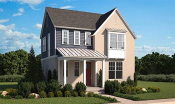 A rendering of a two story home.