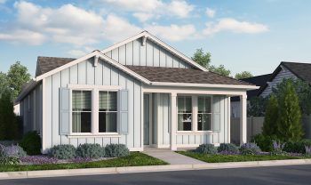 A rendering of a small cottage style home. A rendering of a small cottage style home.