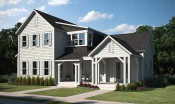 A rendering of a two story home. A rendering of a two story home.