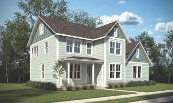 A rendering of a two - story home.