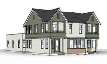 A rendering of a two story house. A rendering of a two story house.