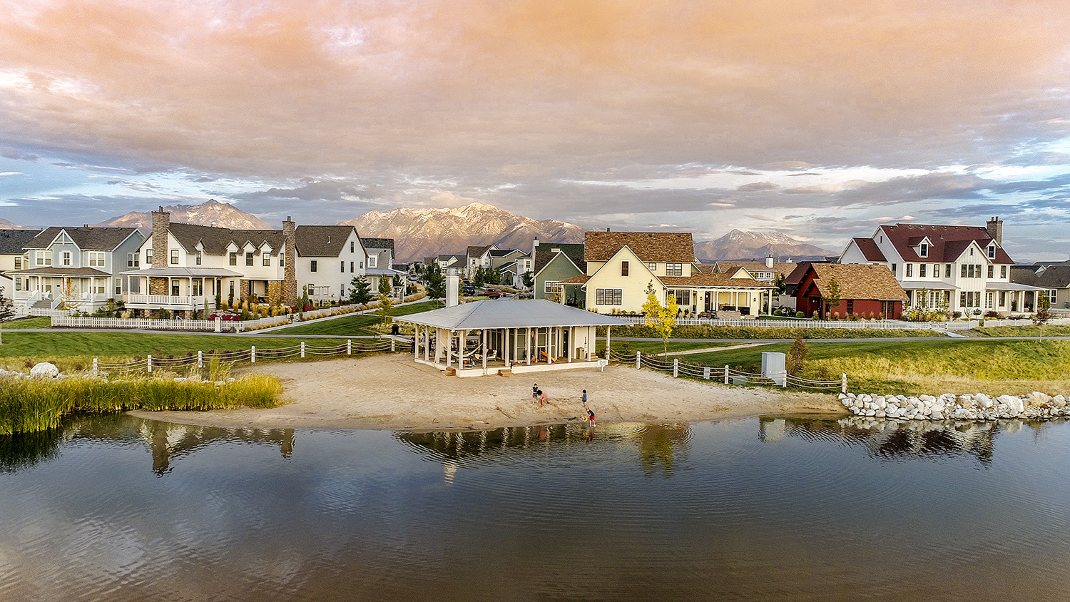 View of the Daybreak community in Utah with views of the mountains