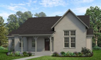 A rendering of a house with a front porch. A rendering of a house with a front porch.