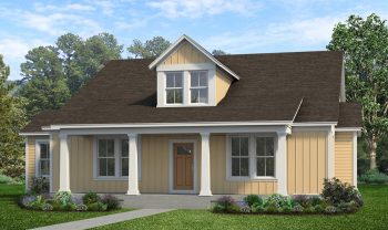 This rendering shows the front of these country house plans. This rendering shows the front of these country house plans.