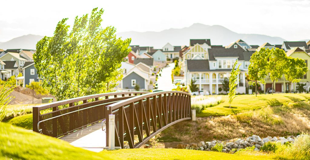 Daybreak park with colorful homes in the background | Fastest Growing Cities | South Jordan, Utah