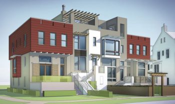 A home run three-story house floor plan rendering.