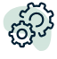 Two gears on a black background.