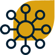A yellow and black icon with a leaf in the middle.