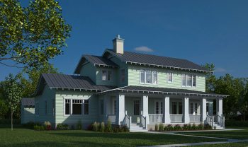 A rendering of a house with a porch and porches. A rendering of a house with a porch and porches.