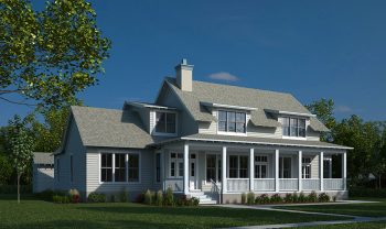 This is a rendering of a house with a wrap around porch. This is a rendering of a house with a wrap around porch.